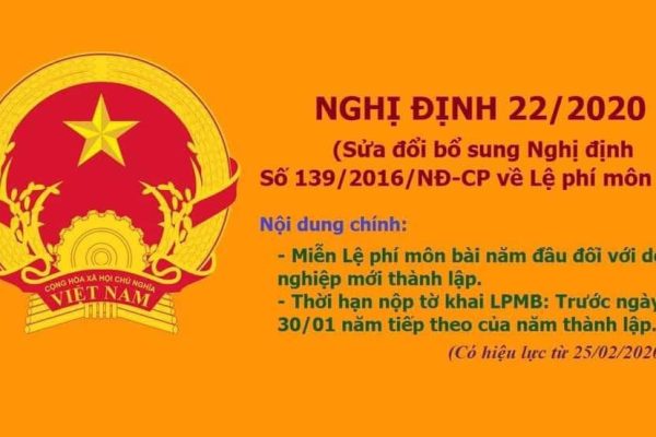 MIỄN NỘP LỆ PHÍ MÔN BÀI NĂM ĐẦU THÀNH LẬP