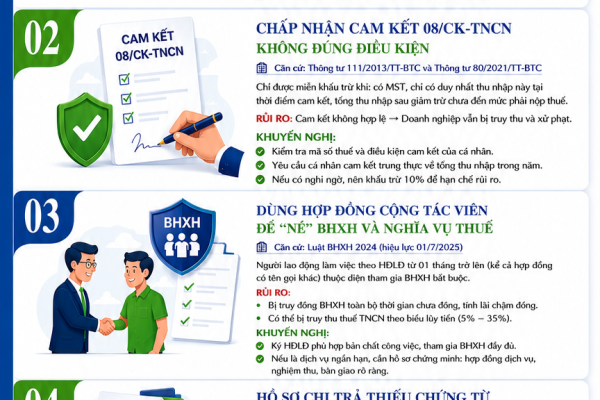 05 SAI SÓT DOANH NGHIỆP THƯỜNG GẶP KHI CHI TRẢ THÙ LAO CHO CÁ NHÂN KHÔNG KÝ HĐLĐ HOẶC HĐLĐ DƯỚI 03 THÁNG